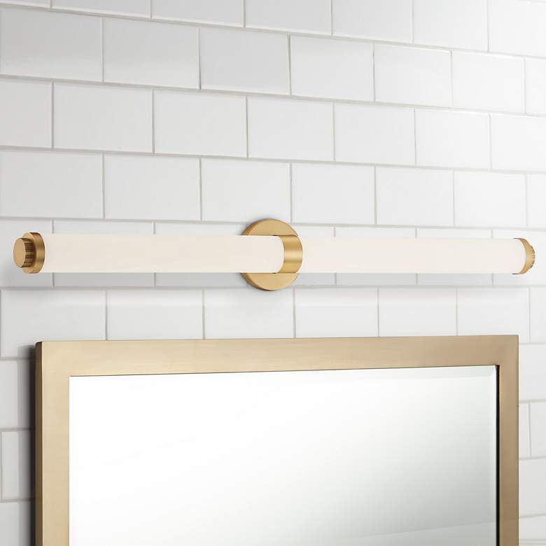 Image 1 Aqua 37 1/4" Wide Brushed Gold Metal Bar LED Bath Light