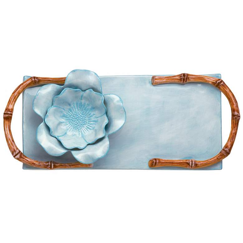 Image 1 Aqua Blue Ceramic Crudites Serving Tray