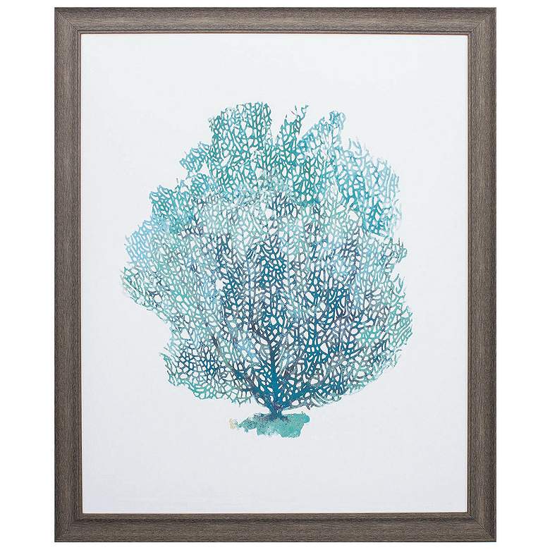 Image 1 Aqua Coral on White I 27"W x 33"H Framed Art