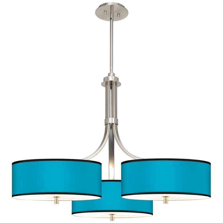 Image 1 Aqua Giclee 36 inch Wide Triple Large Contemporary Chandelier
