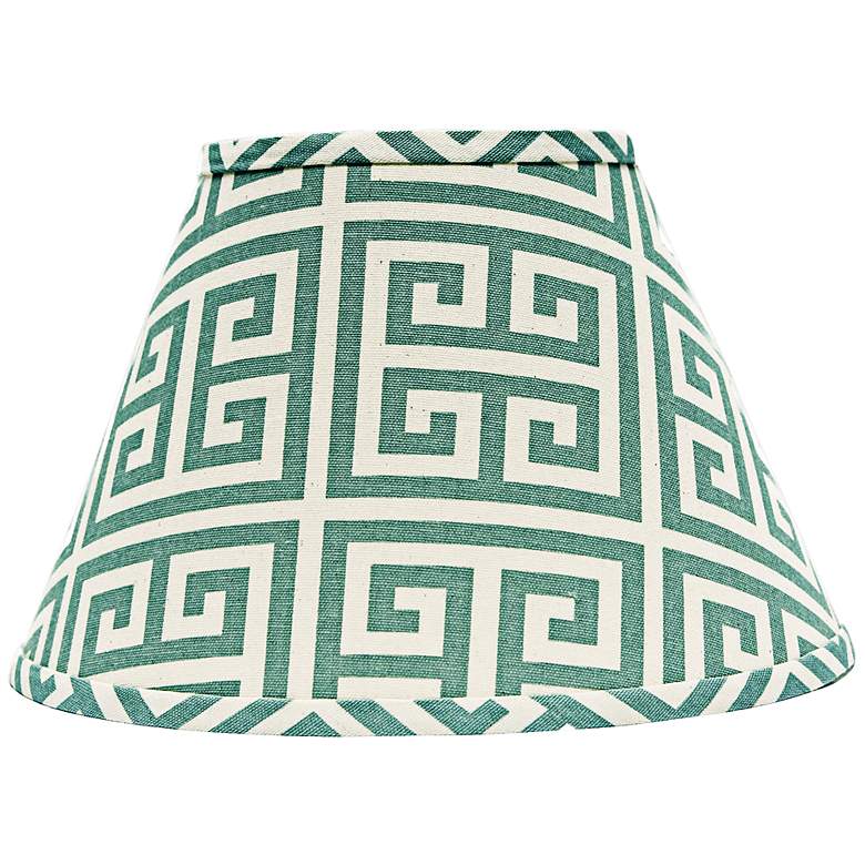 Image 1 Aqua Greek Key Empire Lamp Shade 10x18x13 (Spider)