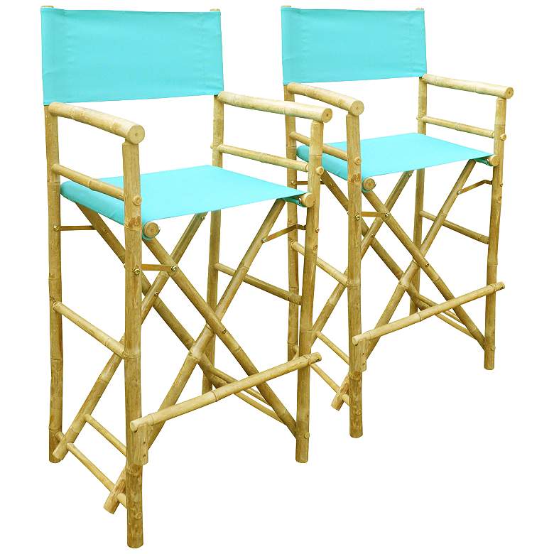 Image 1 Aqua High Bamboo Director&#39;s Chairs Set of 2