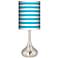 Aqua Horizontal Stripe Giclee Droplet Table Lamp