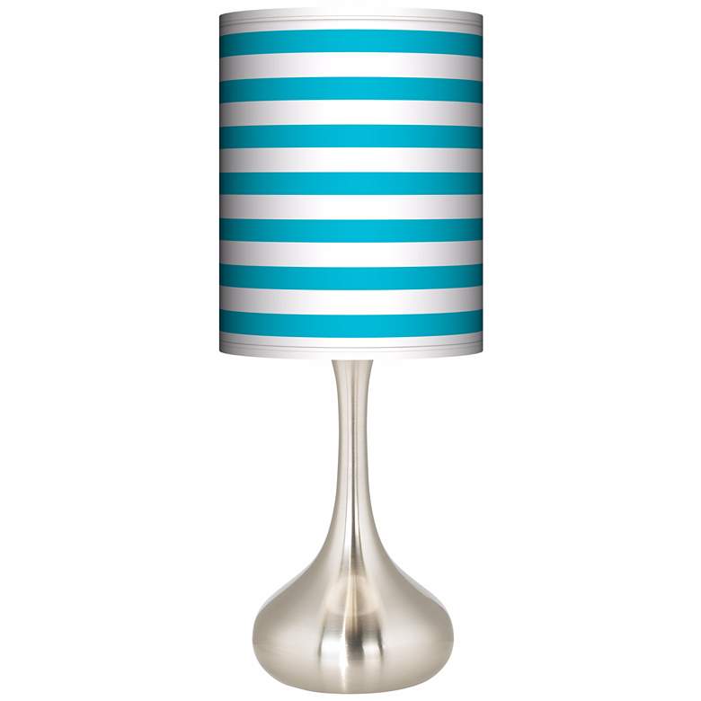 Image 1 Aqua Horizontal Stripe Giclee Droplet Table Lamp