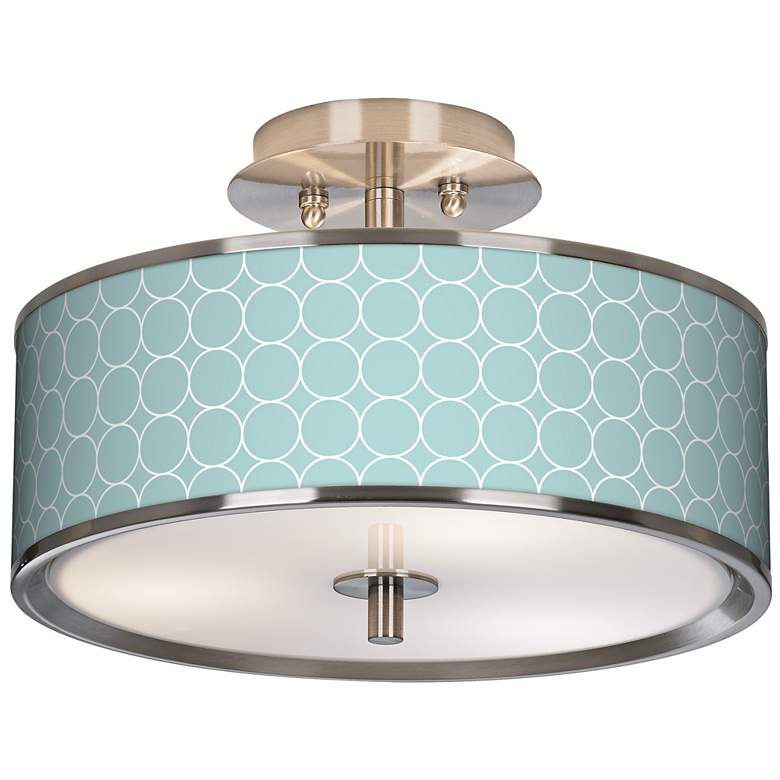 Image 1 Aqua Interlace Giclee Glow 14" Wide Ceiling Light
