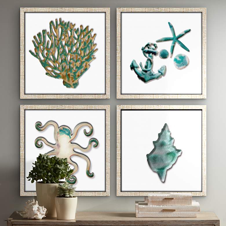 Image 1 Aqua Marina 21" Square 4-Piece Framed Wall Art Set