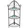 Aqua Mosaic 47" High Black Iron Three Shelf Plant Stand