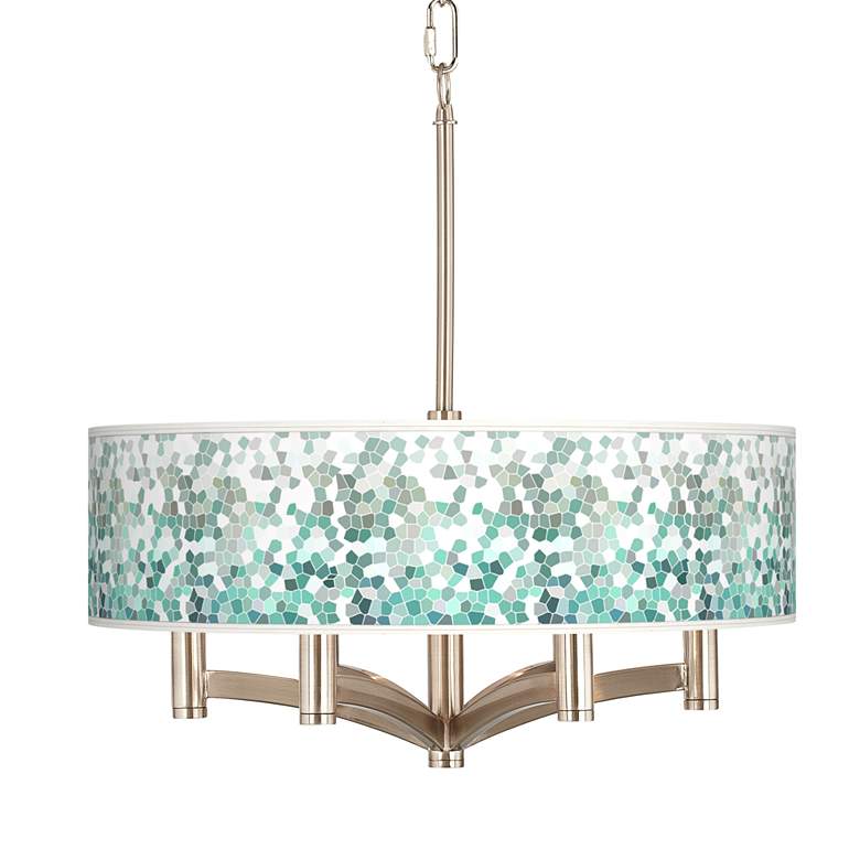 Image 1 Aqua Mosaic Ava 6-Light Nickel Pendant Chandelier