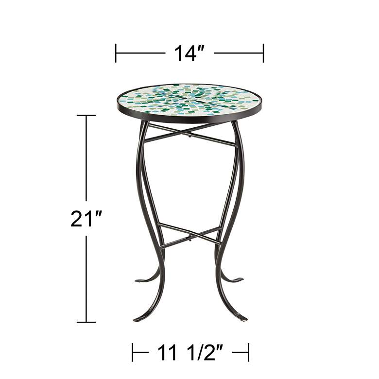 Image 7 Aqua Mosaic Black Iron Outdoor Accent Table more views