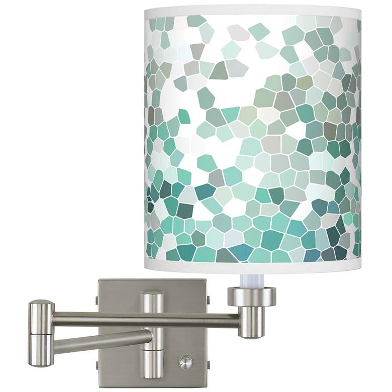 Aqua Mosaic Brushed Nickel Swing Arm Wall Lamp