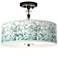 Aqua Mosaic Giclee 16"W Black Semi-Flush Ceiling Light