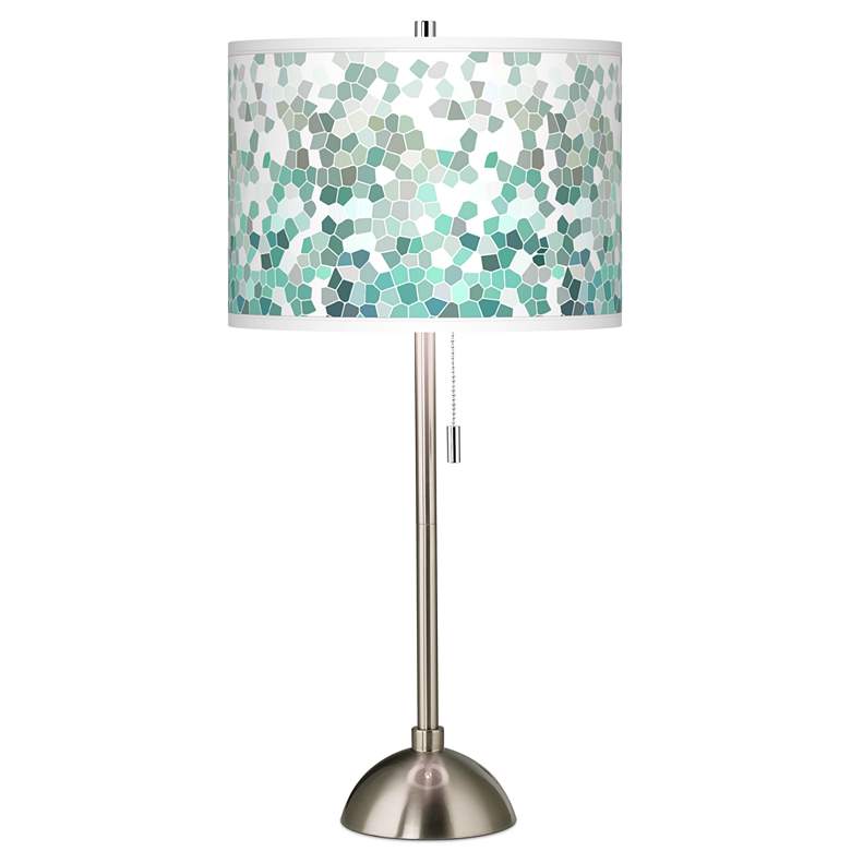 Aqua Mosaic Giclee Brushed Nickel Table Lamp