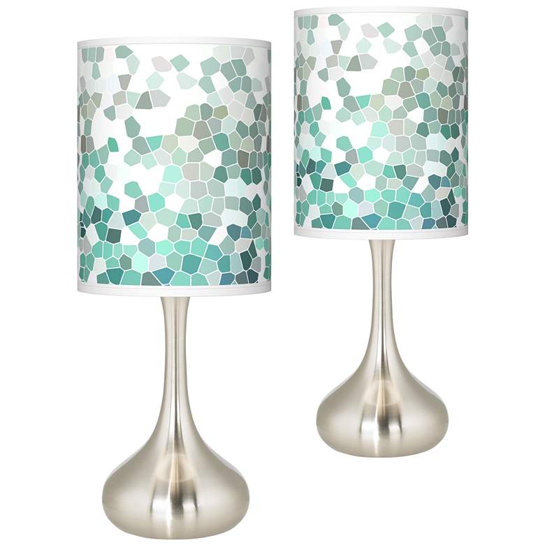 Image 1 Aqua Mosaic Giclee Coastal Modern Droplet Table Lamps - Set of 2