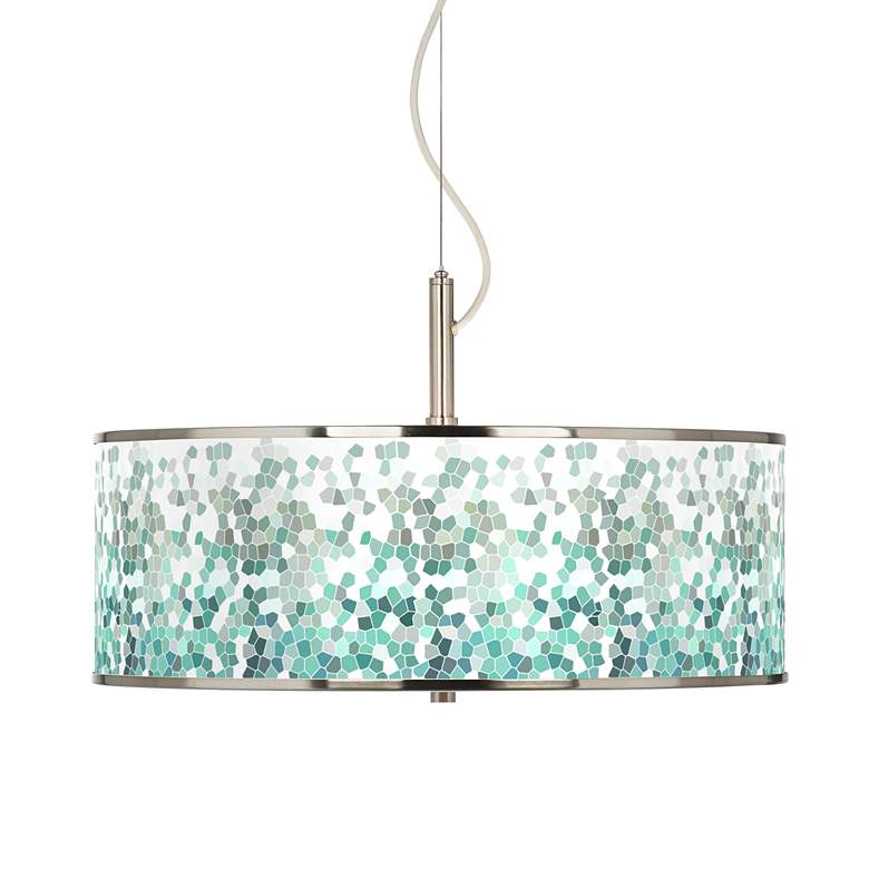Image 1 Aqua Mosaic Giclee Glow 20" Wide Pendant Light