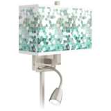 Aqua Mosaic Giclee Glow LED Reading Light Plug-In Sconce