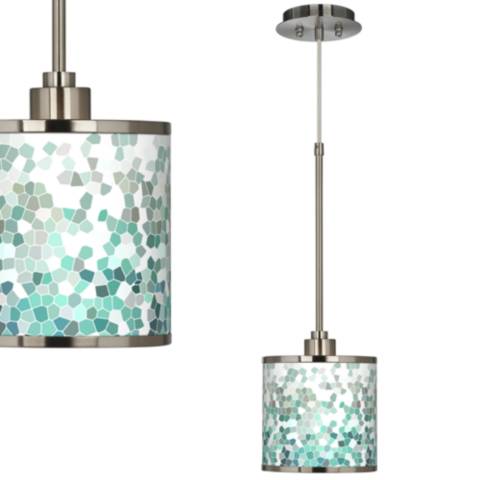 Aqua Mosaic Giclee Glow Mini Pendant Light - #25A07 | Lamps Plus