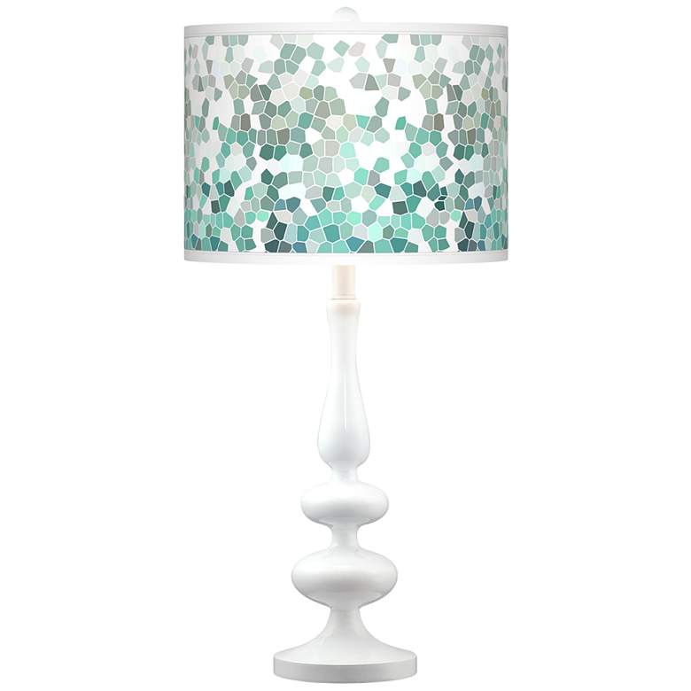 Image 1 Aqua Mosaic Giclee Paley White Table Lamp