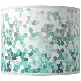 Image1 of Aqua Mosaic Giclee Round Drum Lamp Shade 14x14x11 (Spider)
