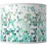 Aqua Mosaic Giclee Round Drum Lamp Shade 14x14x11 (Spider)