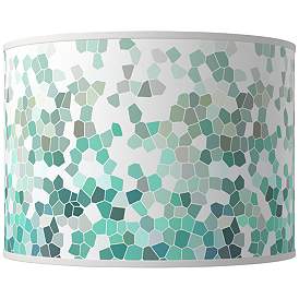 Image1 of Aqua Mosaic Giclee Round Drum Lamp Shade 15.5x15.5x11 (Spider)