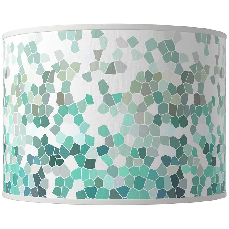 Image 1 Aqua Mosaic Giclee Round Drum Lamp Shade 15.5x15.5x11 (Spider)