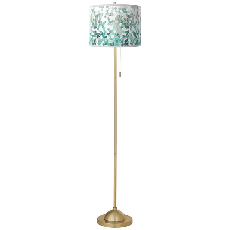 Image 2 Aqua Mosaic Giclee Warm Gold Stick Floor Lamp