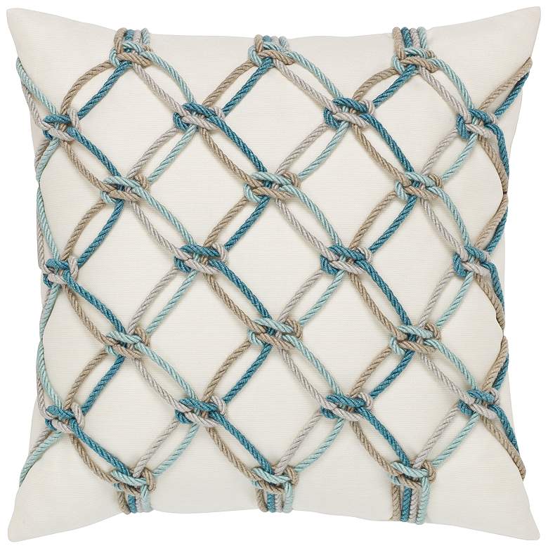 Aqua Rope 20&quot; Square Indoor-Outdoor Decorative Pillow