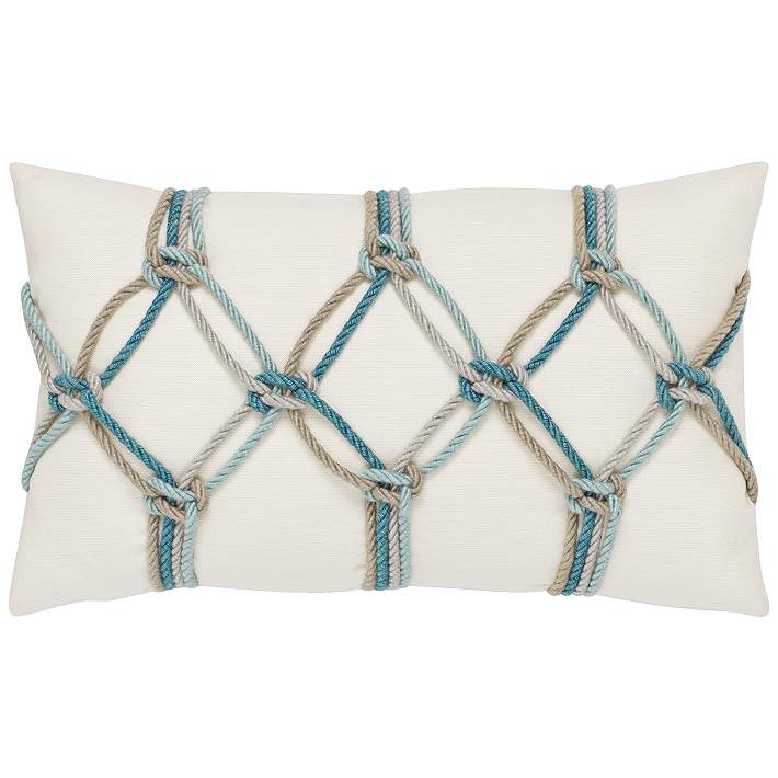 Aqua Rope 20 x 12 Lumbar Indoor-Outdoor Decorative Pillow - #46K99