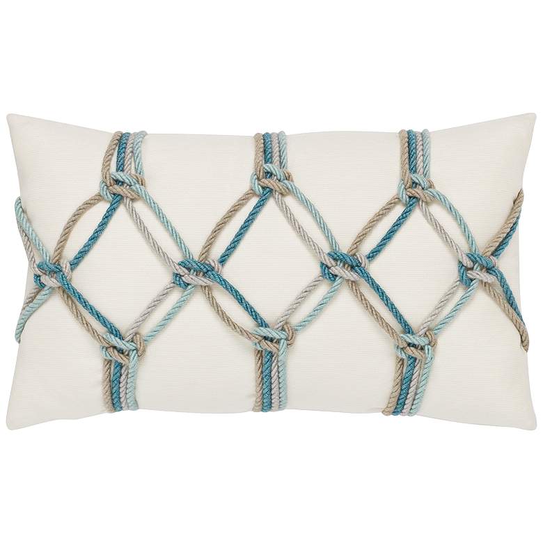 Aqua Rope 20&quot; x 12&quot; Lumbar Indoor-Outdoor Decorative Pillow