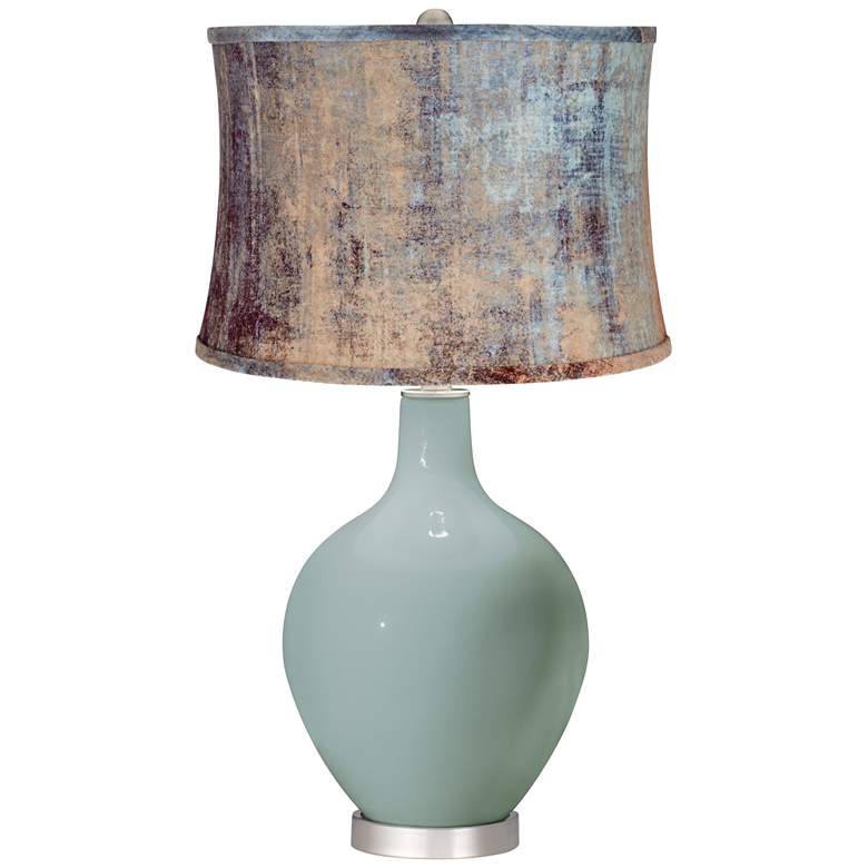 Image 1 Aqua-Sphere Blue Velvet Shade Ovo Table Lamp