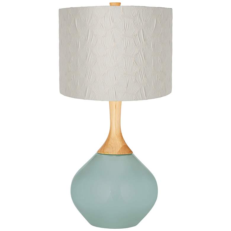 Image 1 Aqua-Sphere Cream Pleated Drum Shade Wexler Table Lamp