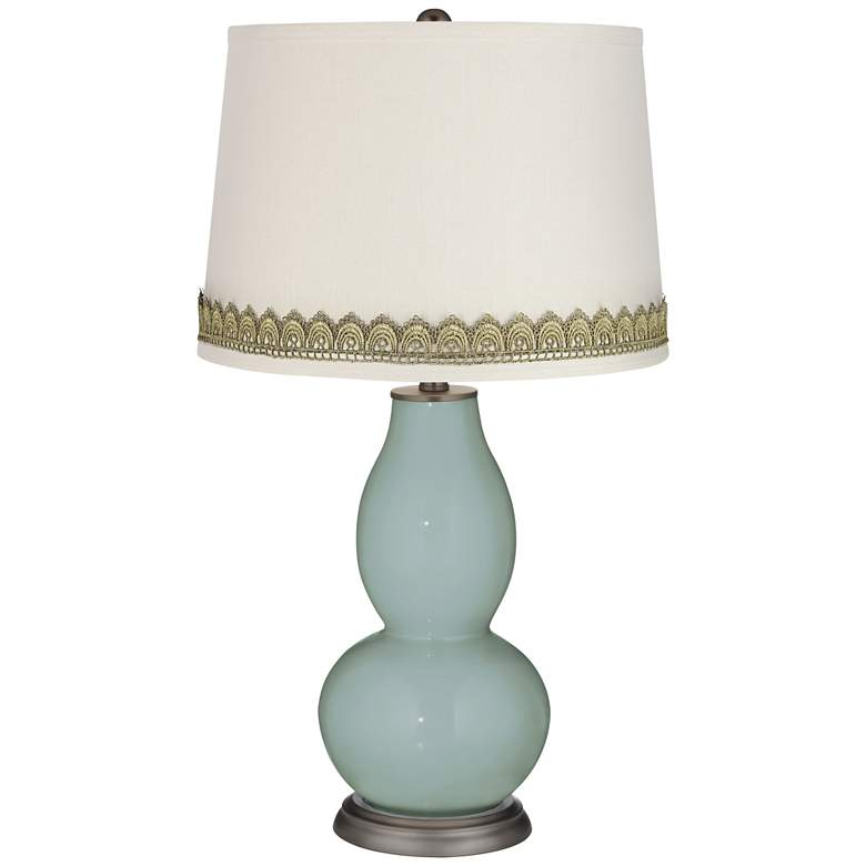 Image 1 Aqua-Sphere Double Gourd Table Lamp with Scallop Lace Trim