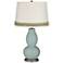 Aqua-Sphere Double Gourd Table Lamp with Scallop Lace Trim