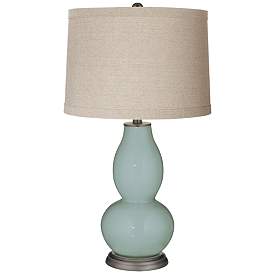Image1 of Aqua-Sphere Linen Drum Shade Double Gourd Table Lamp