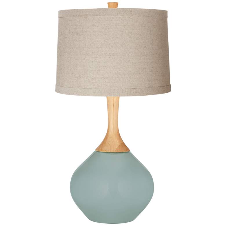 Image 1 Aqua-Sphere Natural Linen Drum Shade Wexler Table Lamp