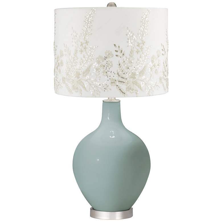 Image 1 Aqua-Sphere Ovo Table Lamp w/ White Gold Beading Shade