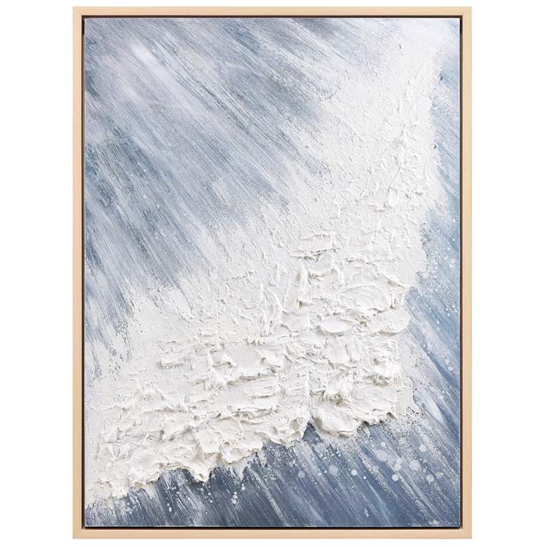 Image 1 Aqua Splash Heavily Textured Hand Painted Framed Canvas Wall Art