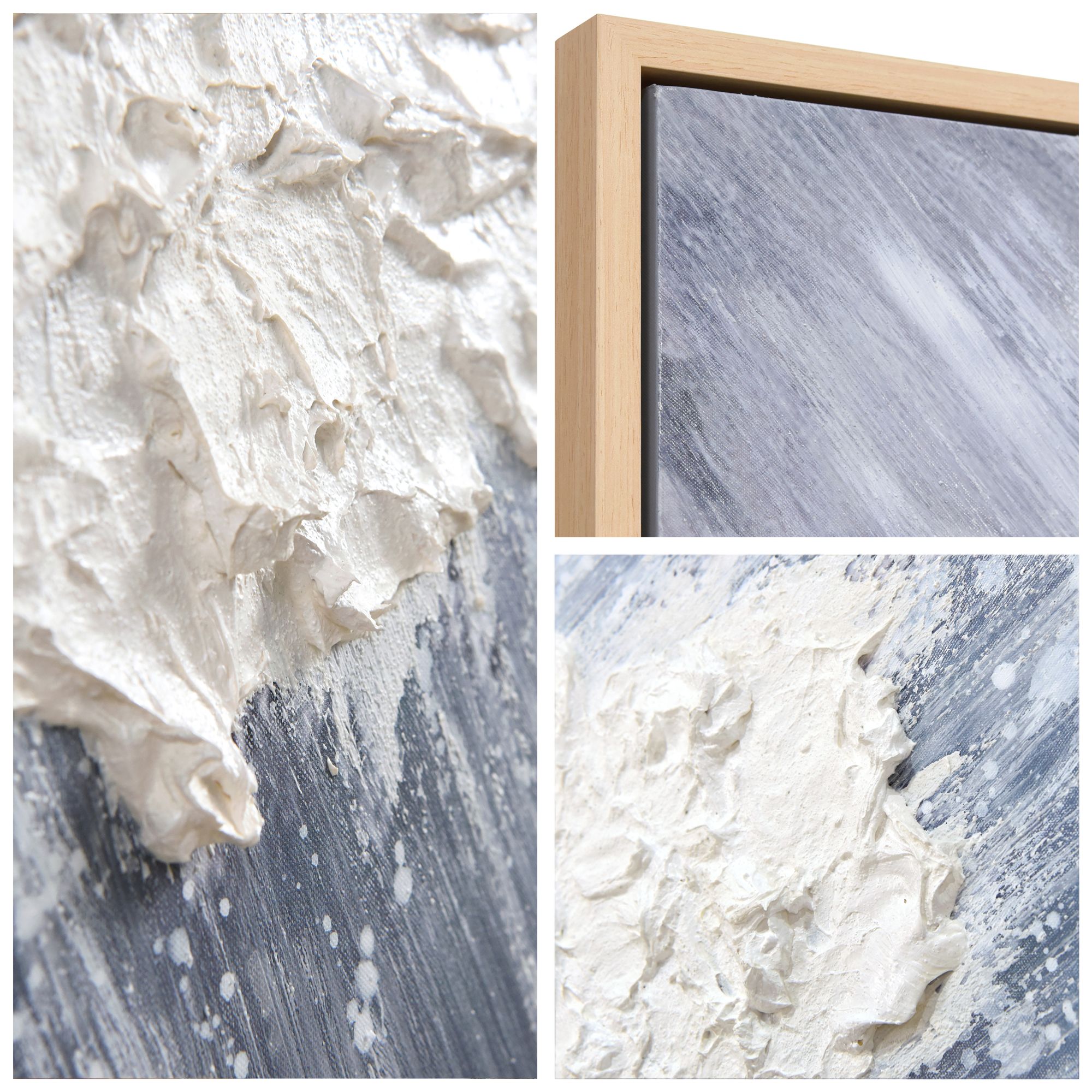 Image 6 Aqua Splash Heavily Textured Hand Painted Framed Canvas Wall Art more views