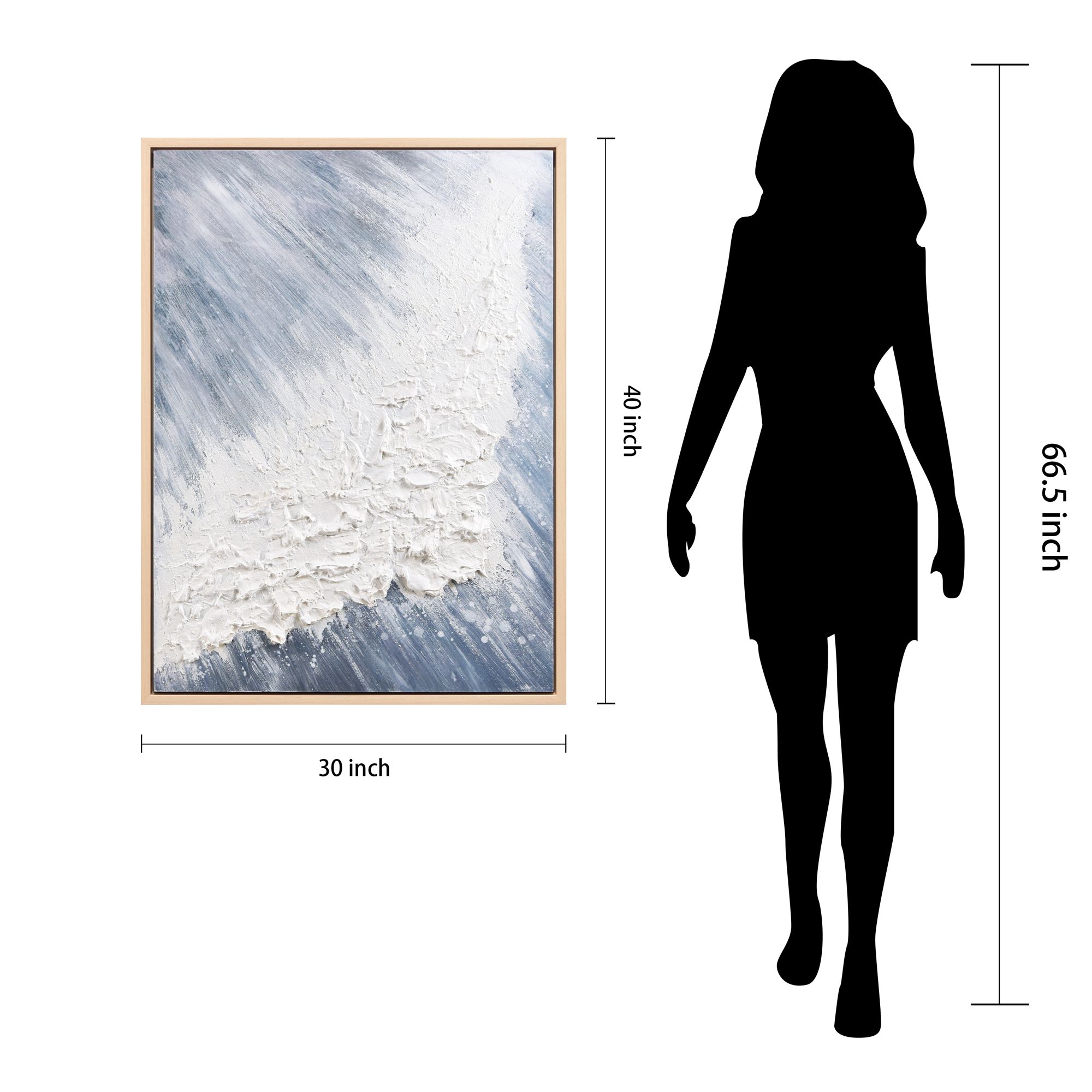 Aqua Splash Heavily Textured Hand Painted Framed Canvas Wall Art