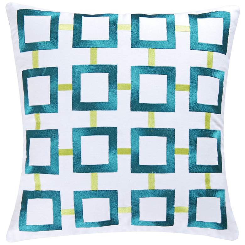 Image 1 Aqua Squares 18 inch Square Throw Pillow