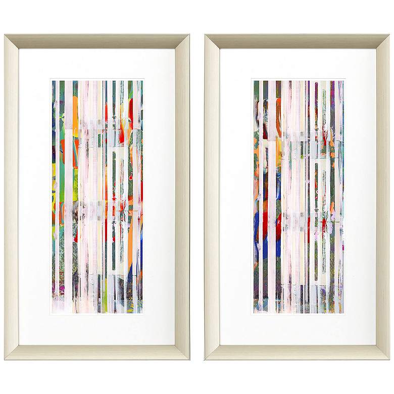 Image 1 Aqua Stripes I 19"W x 34"H Framed Art Set of 2