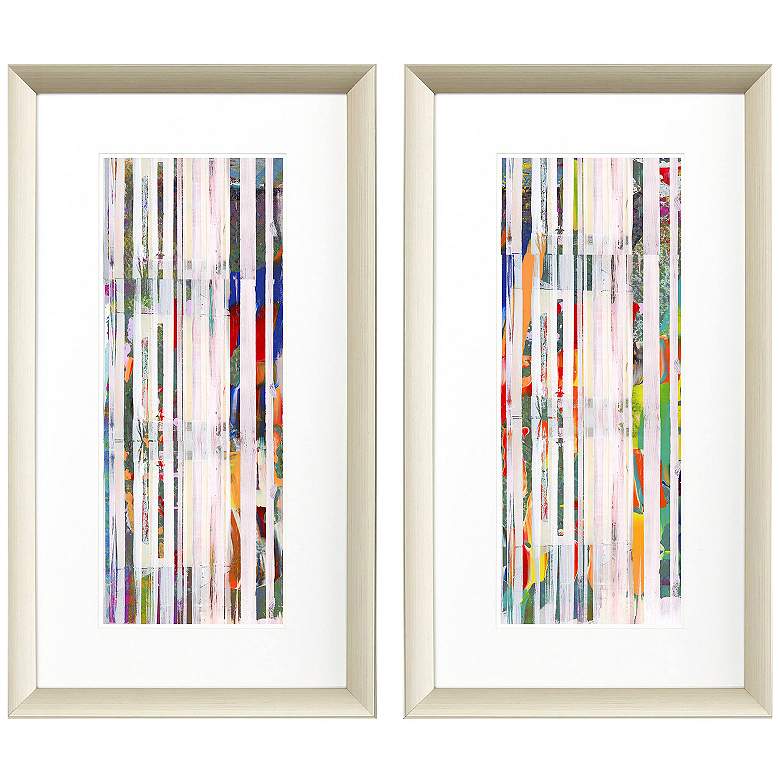 Image 1 Aqua Stripes II 19"W x 34"H Framed Art Set of 2