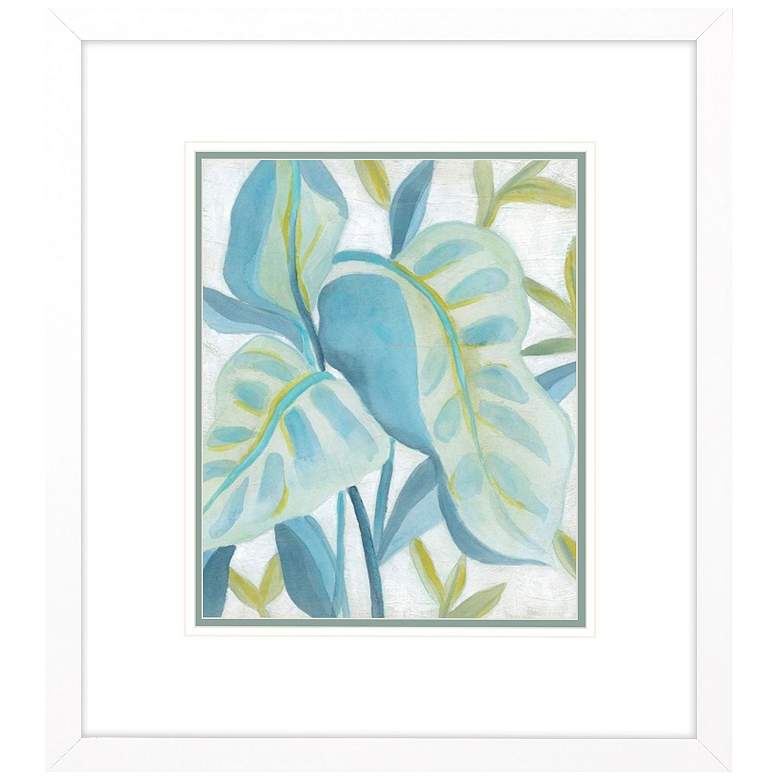 Image 1 Aqua Tropical Leaves I 29"W x 33"H Framed Art