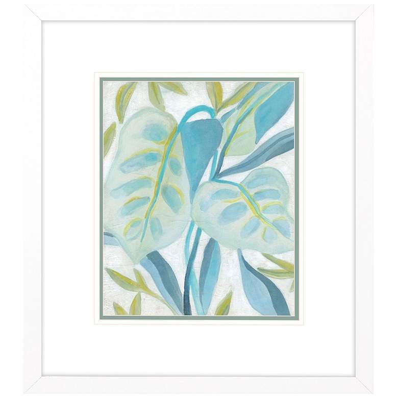Image 1 Aqua Tropical Leaves II 29"W x 33"H Framed Art