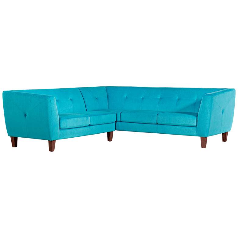 Image 1 Aqua Tufted Bright Blue 2-Piece Corner Sectional Sofa
