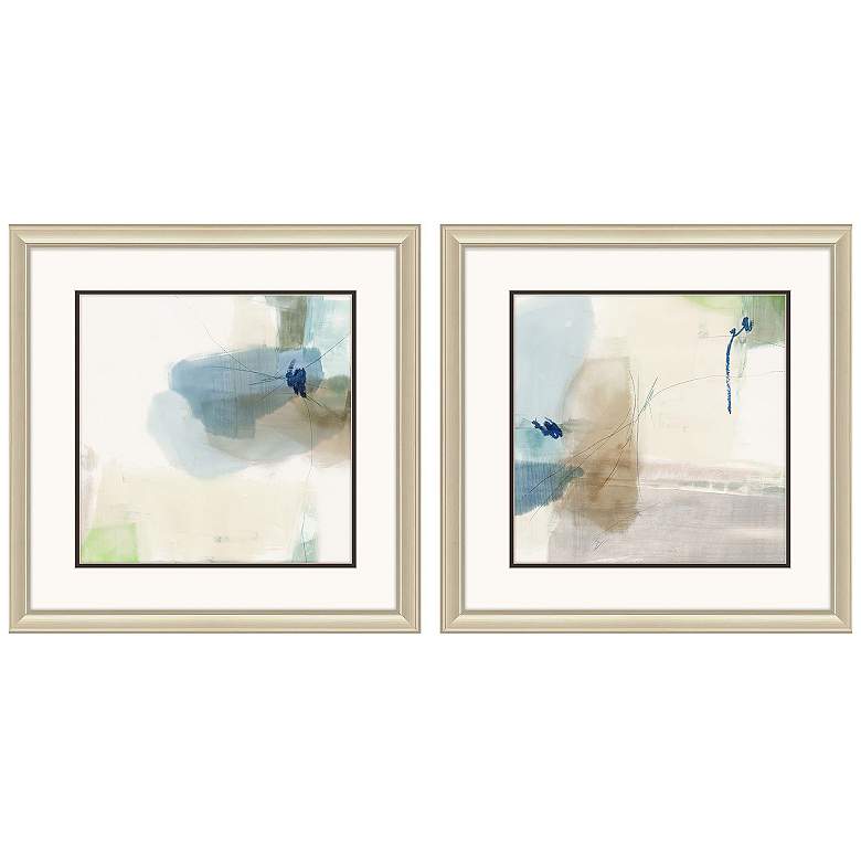 Image 1 Aquamarine Whispers 18"W x 18"H Framed Art Set of 2