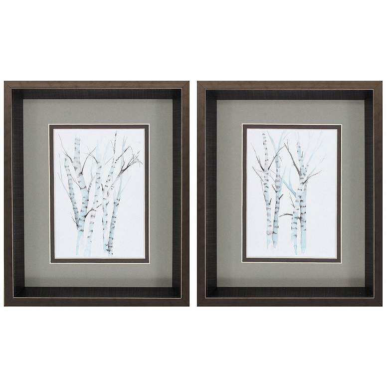 Image 1 Aquarelle Birches 9"W x 11"H Framed Art Set of 2