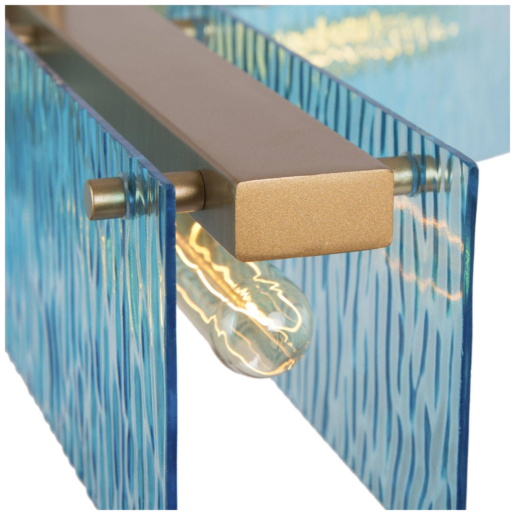 Image 3 Aquatide 23.6"W 3-Light Modern Blue Glass Linear Chandelier more views