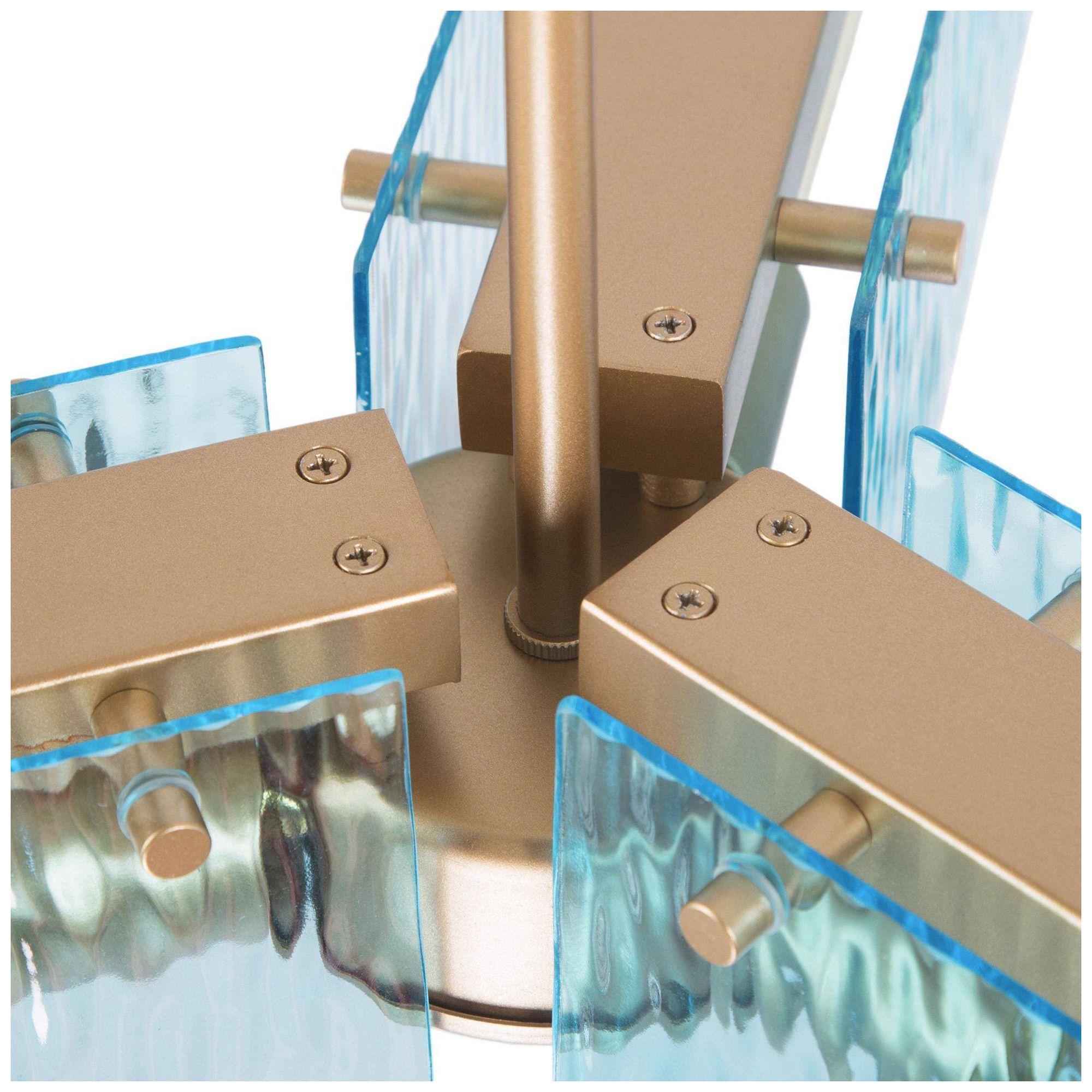 Image 4 Aquatide 23.6"W 3-Light Modern Blue Glass Linear Chandelier more views