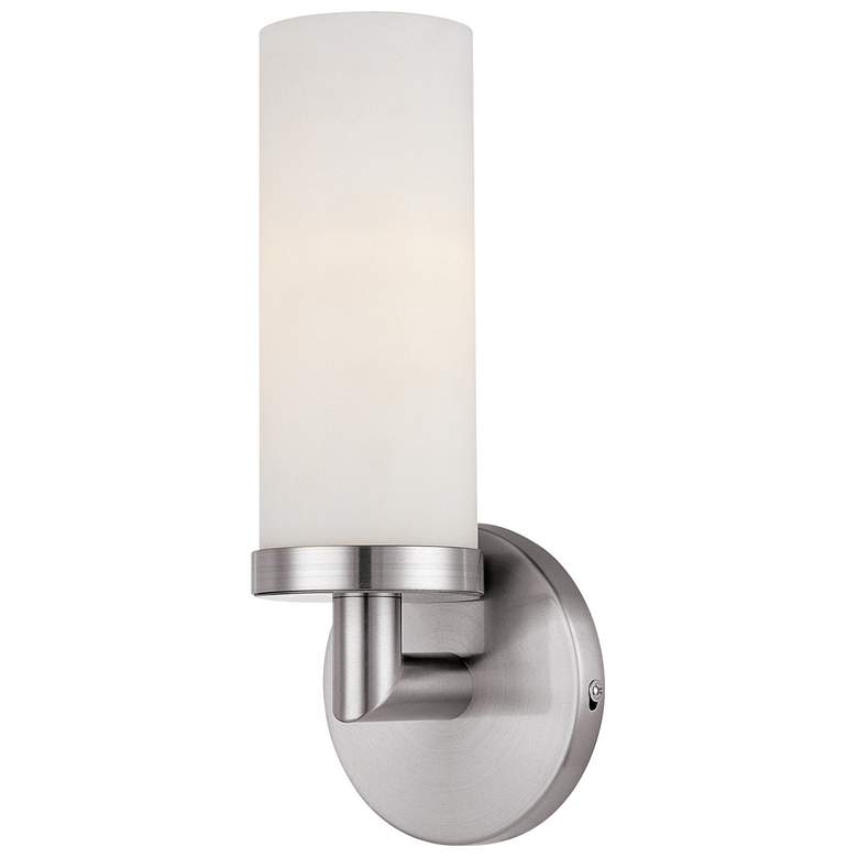 Image 1 Aqueous - 1-Light Wall Sconce - E26 LED - Brushed Steel Finish - Opal Glass